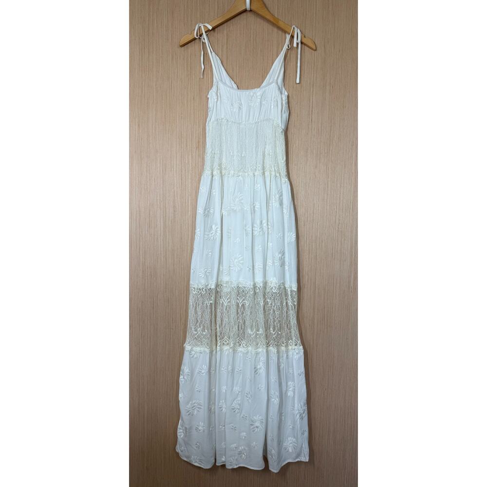 Willow & Clay Lace Babydoll Maxi Dress Womens Size Small Ivory Bohemian Romantic - Picture 4 of 13